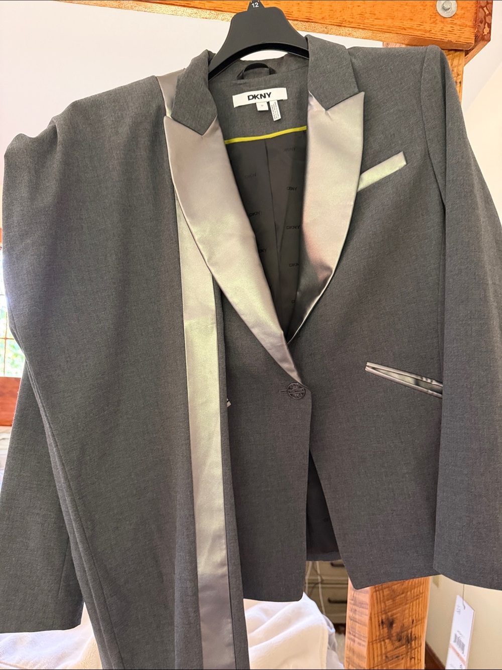 DKNY Gray Suit with Satin Trim
Blazer and Slacks